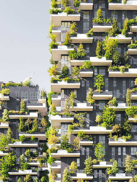 "Bosco Verticale", a complex of two residential towers in Milan stock photo