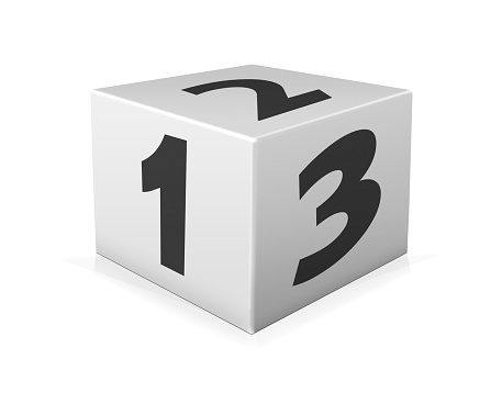 Black numbers 123 on white box. One 123 block on white background
