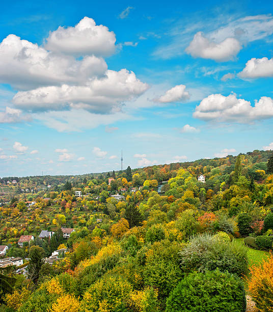 istock Stuttgart city, Germany. Autumn landscape. Cloudy blue sky 495458672