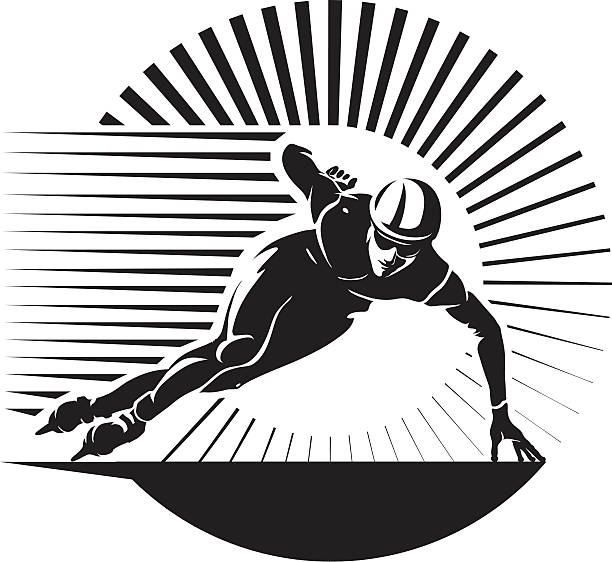 ilustrações, clipart, desenhos animados e ícones de patinação de velocidade. - silhouette sport running track event