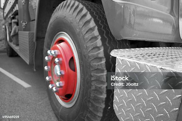 Wheel Red Stock Photo - Download Image Now - Fire Engine, Wheel, Commercial Land Vehicle