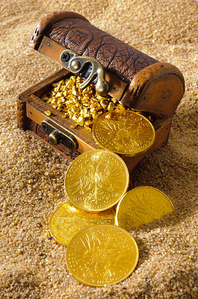 istock treasure chest from pirates with gold coins and nuggets 495471011
