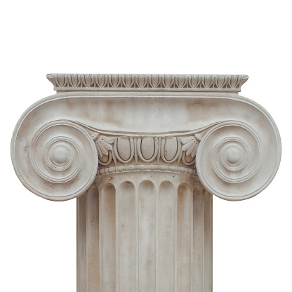 Capital of the ancient Greek Ionic order isolated over white background