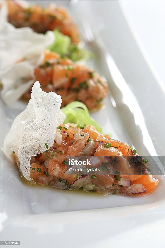 ceviche asian decorated dish of raw fish Appetizer Stock Photo