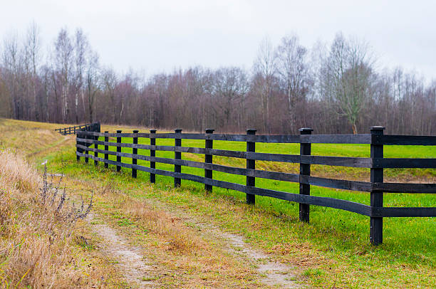 istock Autumn wooden fence boundary 495471862
