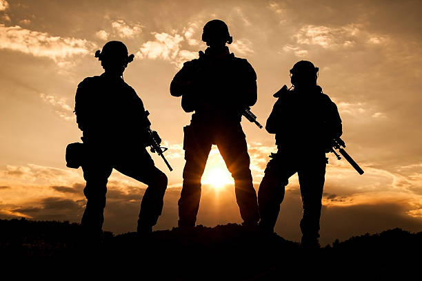 United States Army rangers United States Army rangers on the sunset soldier stock pictures, royalty-free photos & images