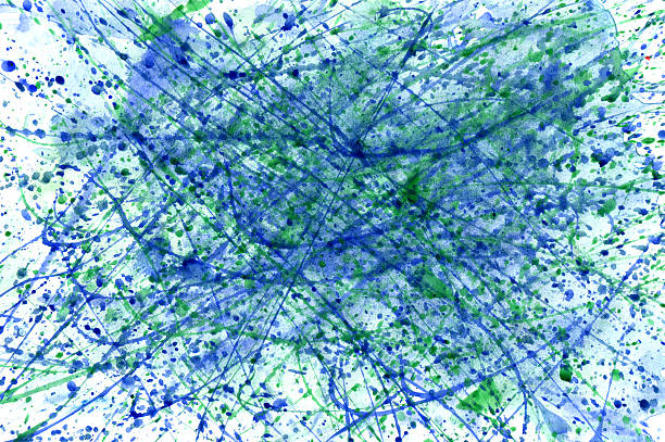 istock Watercolor background. Green and blue lines. 495472664