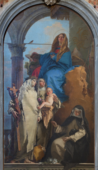 Venice - The Appartation of the Virgin st. Rosalia of Lima, Catherine of Siena and st. Agnes by Giambattista Tiepolo (1748) in Chiesa di Santa Maria del Rosario (Gesuati).