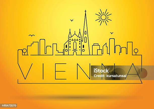 Linear Vienna City Silhouette With Typographic Design Stock Illustration - Download Image Now