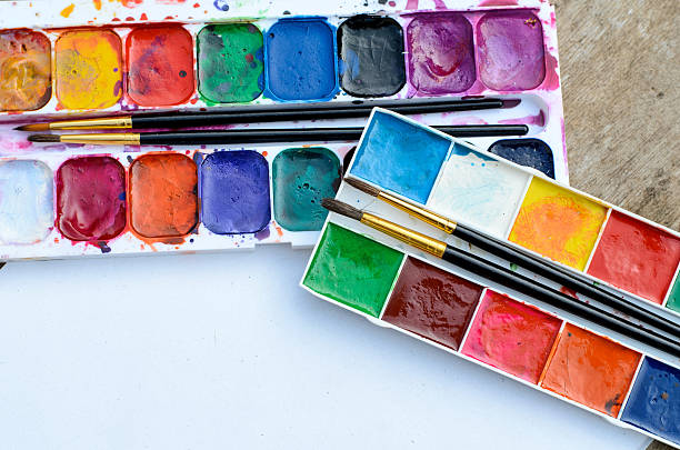 istock Used watercolor paintbox 495480516