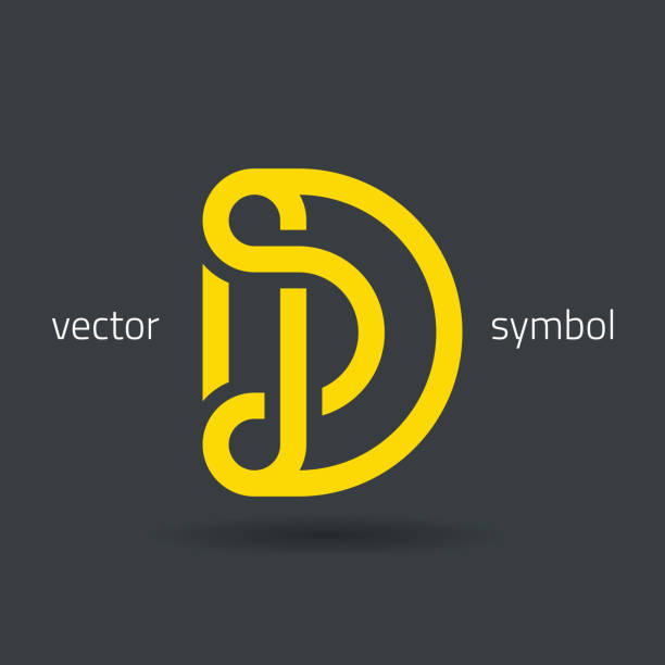 vektor-symbol/creative linie alphabet buchstabe d - plan letter d abstract simplicity stock-grafiken, -clipart, -cartoons und -symbole