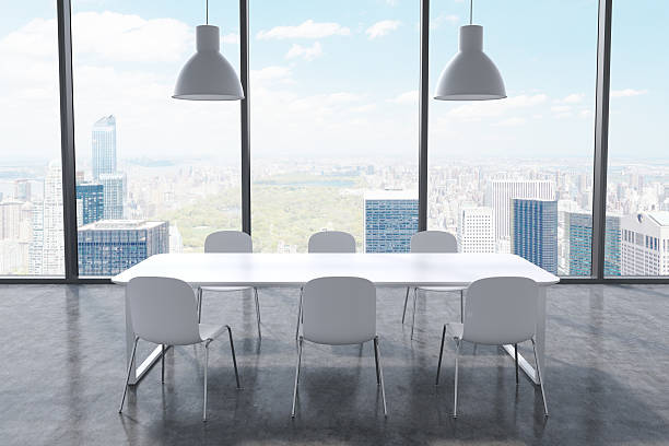 istock conference room in a modern panoramic office with New York 495483932