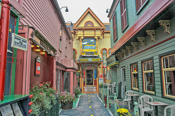 Colorful Unique Restaurant Bar Harbor Maine stock photo