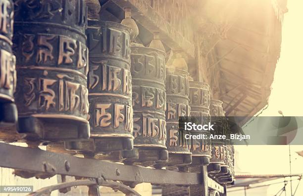 Many Prayer Wheels Stock Photo - Download Image Now - 2015, Buddha, Buddhism