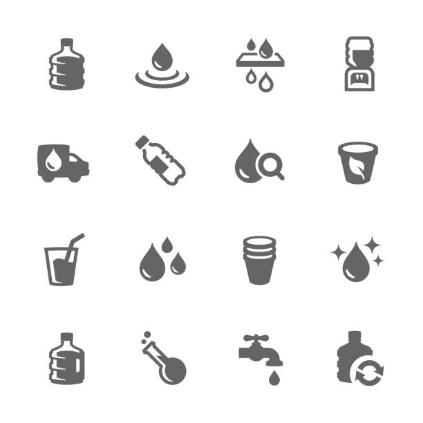 stockillustraties, clipart, cartoons en iconen met simple water icons - waterkoeler