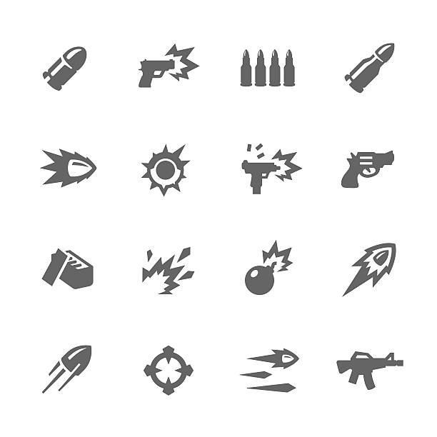 Simple Weapon Icons Simple Set of Weapon Related Vector Icons for Your Design. bang icon stock illustrations
