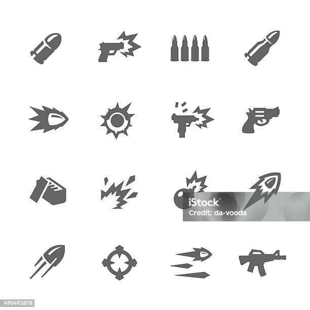 Simple Weapon Icons Stock Illustration - Download Image Now - Icon Symbol, Bullet, Gun