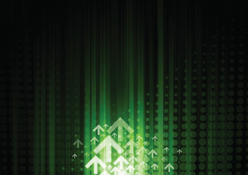 Vector of green color background with arrow and dots deco design. 