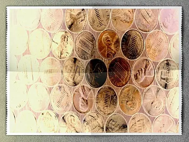 took this photo of some pennies i laid out on a table and took in x-ray