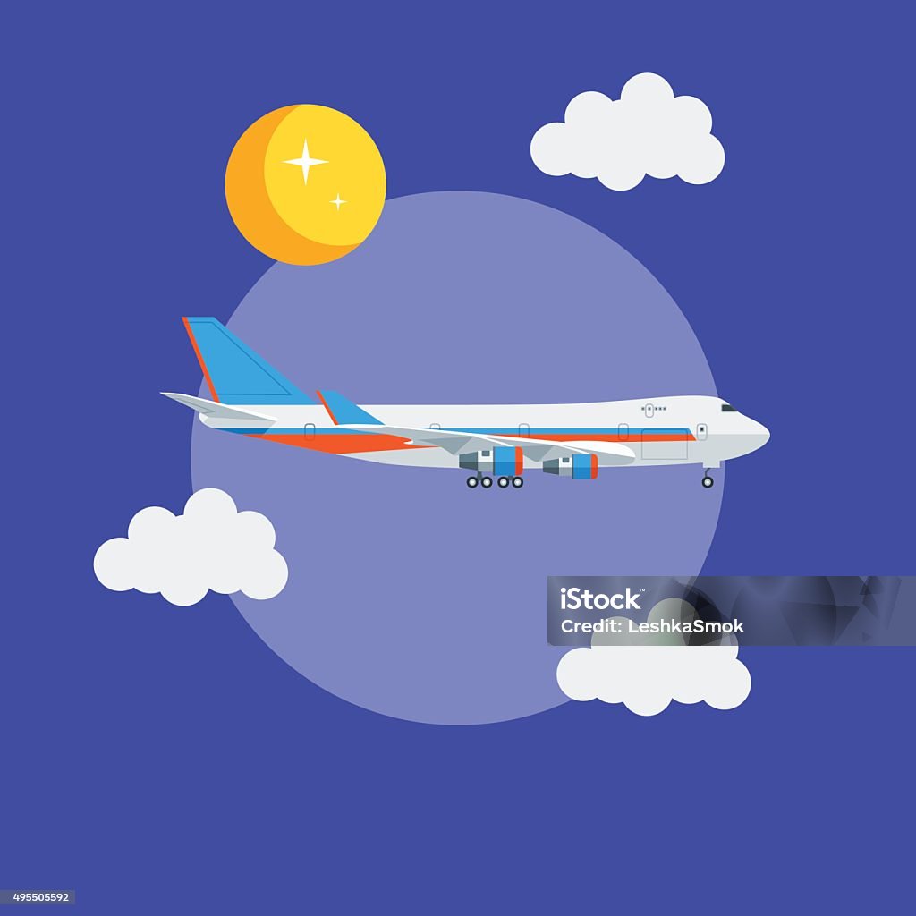 Cargo jet airplane flying in the sky Vector cargo jet airplane flying in the sky. Vector illustration. 2015 stock vector