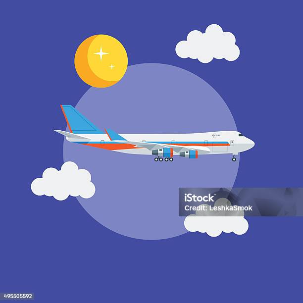 Cargo Jet Airplane Flying In The Sky Stock Illustration - Download Image Now - 2015, Air Vehicle, Aircraft Wing