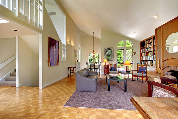 istock Living room with home library 495507195
