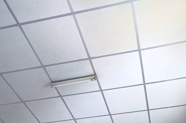 istock Old Texture of white panels for suspended ceiling. 495507868
