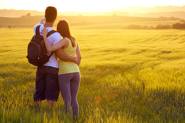 istock Happy Young couple on the field in spring 495508233