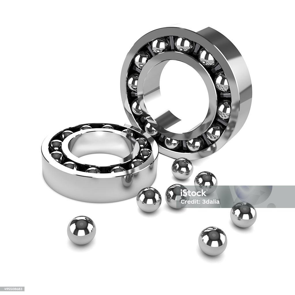 3d Chrome bearings disassembled 3d render of a steel bearing and balls Ball Bearing Stock Photo