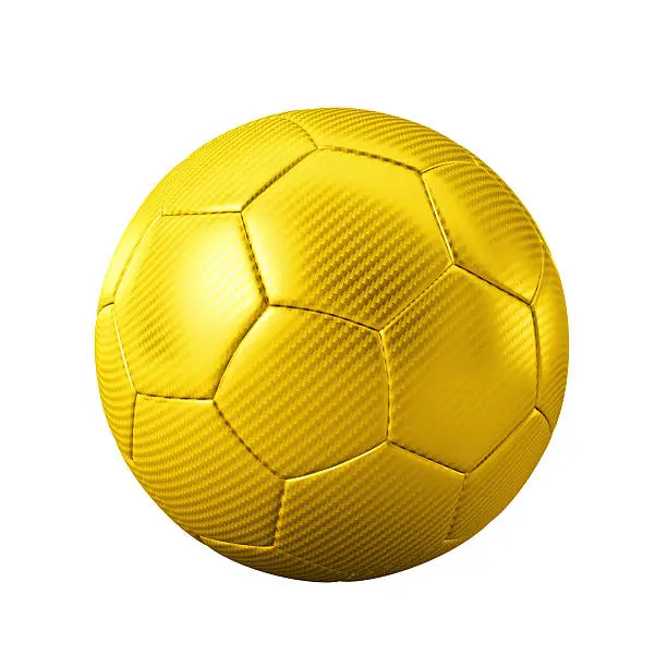 Isolated gold soccer on white background - easy to cutout - for championship sports concepts
