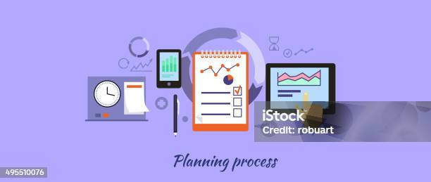 Planning Process Icon Flat Design Stock Illustration - Download Image Now - 2015, Abstract, Activity