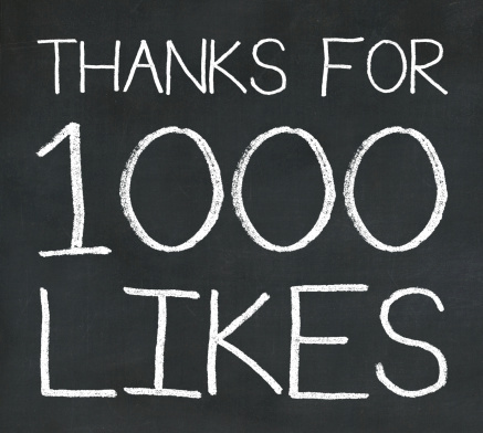 Black Chalk Board with the words thanks for 1000 likes / fans