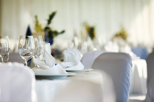 mesa de bodas - restaurant tablecloth fotografías e imágenes de stock