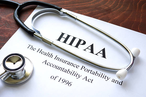 Health Insurance Portability and accountability act HIPAA and stethoscope. stock photo