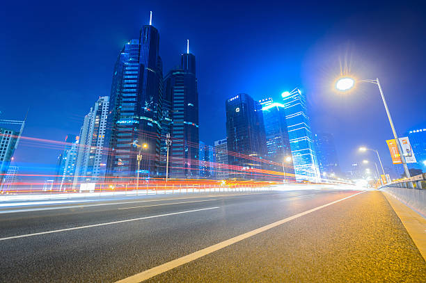 istock Light trails on a city street 495519562