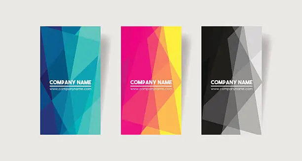 Vector illustration of Set of three vertical abstract mosaic business cards.