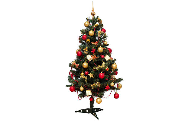decorate albero di natale isolata - christmas tree christmas tree artificial foto e immagini stock