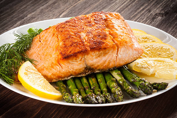 istock Grilled salmon and vegetables 495523476