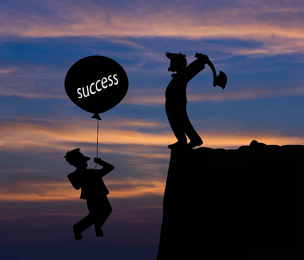 istock Concept skyline,Cartoon  flying away by using balloon , Being hi 495534544
