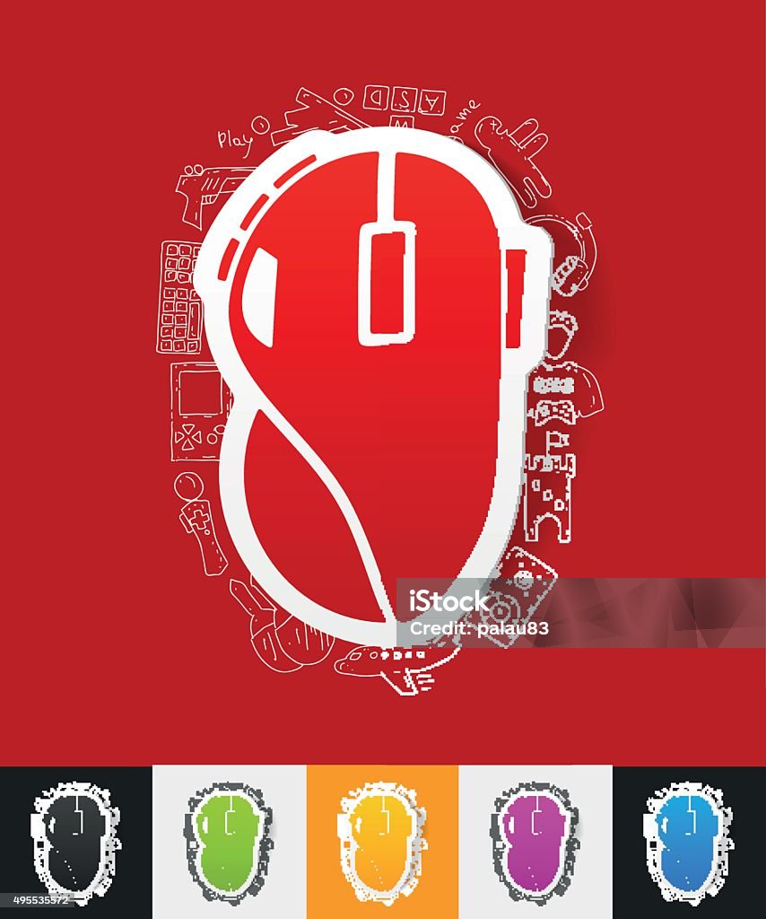Pc Mouse Sticker Computer Mouse Paper Sticker With Hand Drawn Elements Stock ...