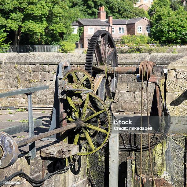 Sluice Gate Gears Stock Photo - Download Image Now - Gear - Mechanism, No People, Outdoors