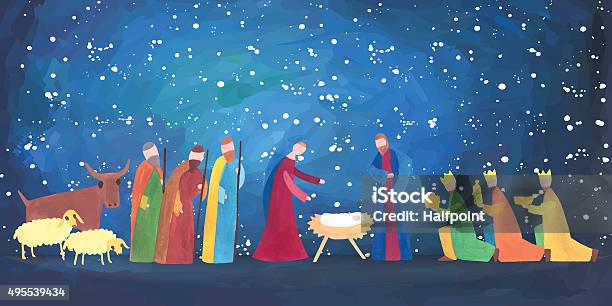 Hand Drawn Christmas Illustration Stock Illustration - Download Image Now - Nativity Scene, Christmas, Jesus Christ