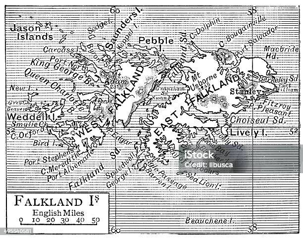 Antyczny Mapa Falklandy - Stockowe grafiki wektorowe i więcej obrazów Falklandy - Falklandy, Stary, Anglia