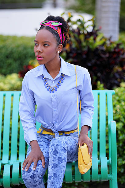 istock Stock image model in blue retro clothing 495540613