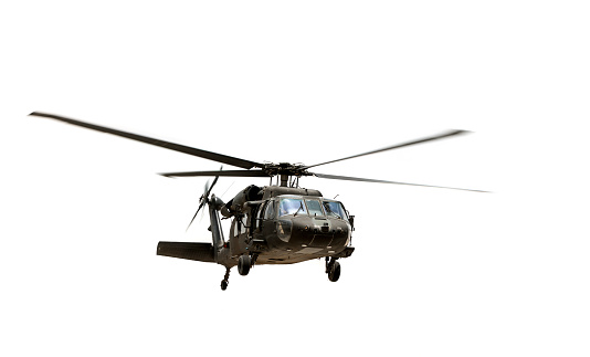 Military Helicopter Isolated on White