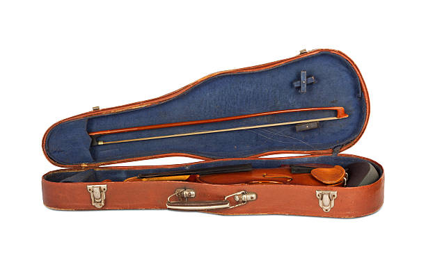 istock Old violin with the bow in hard cover isolated 495541299