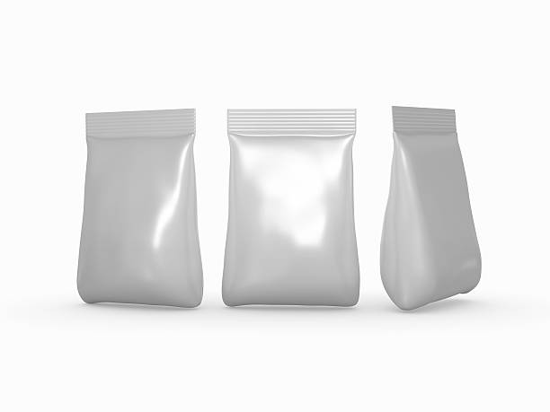 Silver foil bag packaging for variety products with clipping path stock photo