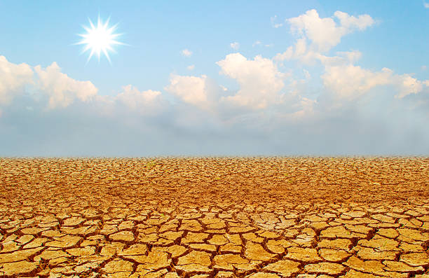 istock dry cracked soil dirt during with blue sky and sun 495543975