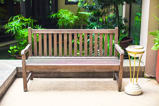 istock Wooden bench in the hotel 495545301