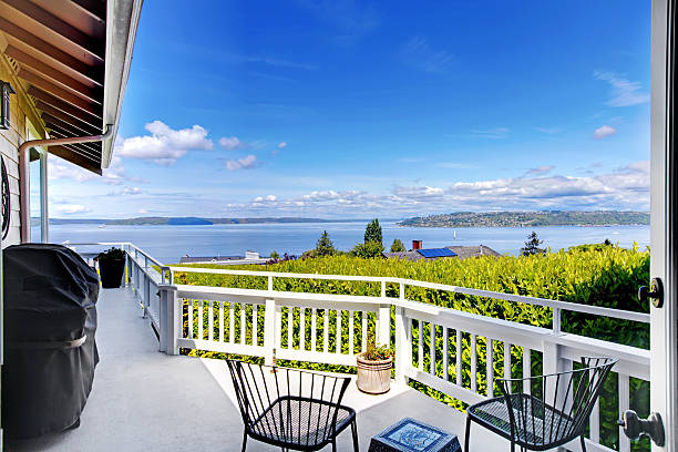 istock Spacious terrace with amazing water view 495548059
